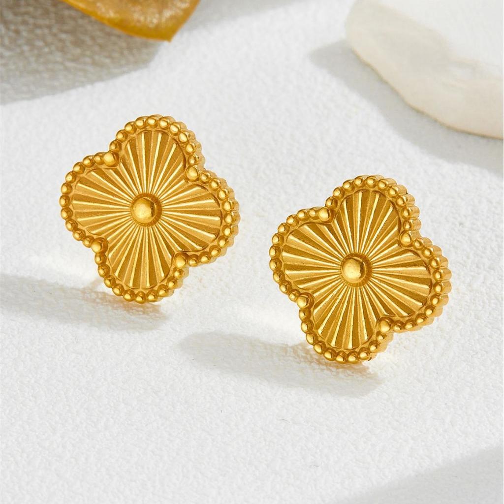 Новые серьги-цветы Dopamine не теряют цвет, пожилая женщина, личность, простые ювелирные изделия, серьги из титановой стали с четырьмя листами клевера