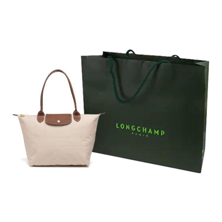 Longchamp Le Pliage 28 Сумка-тоут 'Пельмень' на молнии с кнопкой, с длинными ручками, женская, цвет бумаги 2605089P71