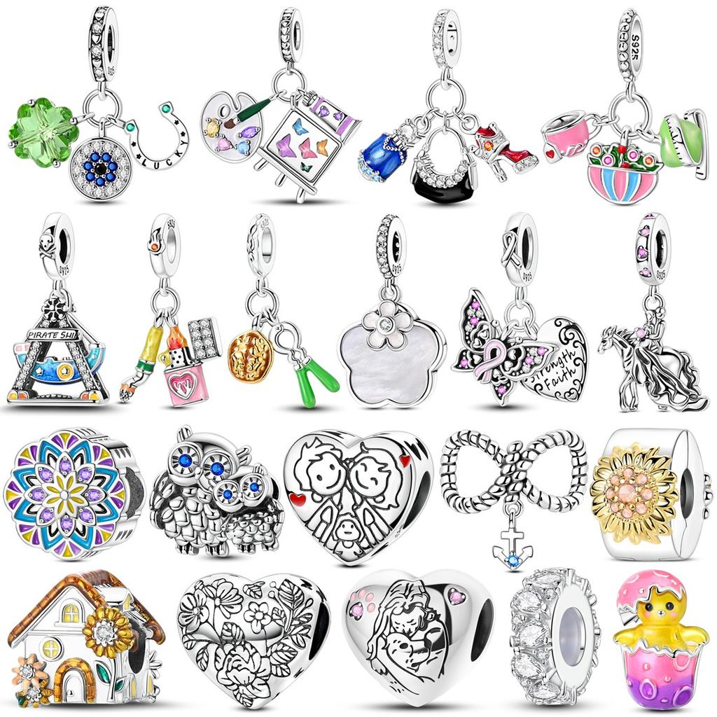 copper Colorful Charm Bead Charms Bead Sparkling Inlaid Zirconium Pendants Compatible With Authentic Accessories Bracelets Jewellery Gift