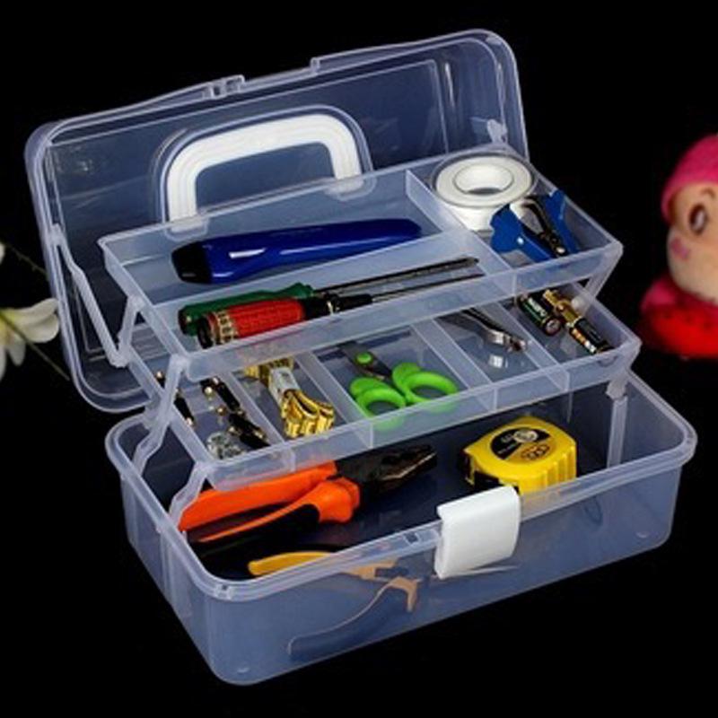 Extra Large Transparent Plastic Toolbox with Three Layers - Artist & Electrician Portable Folding Storage Box