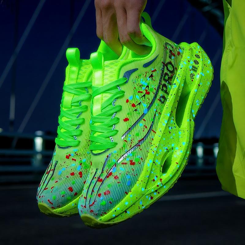 Профессиональные карбоновые кроссовки для марафона для мужчин, дышащие, легкие, удобные, нескользящие, со светоотражающими элементами для ночного бега