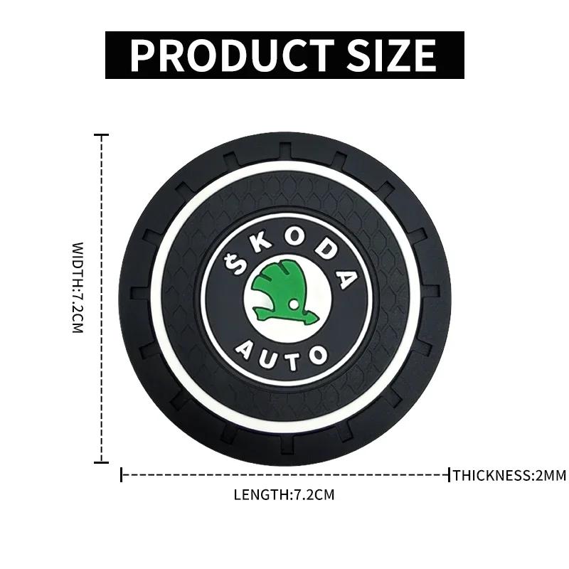 2pcs Car Coasters PVC Travel Coaster Anti For Skoda Octavia Fabia Kamiq Kapoq Kodiaq Rapid SCALA Superb A5 A7 RS Yeti Accessorie WL5