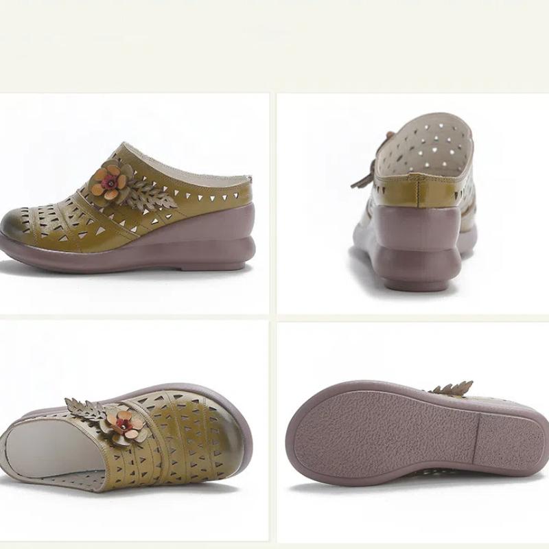 Летние туфли на платформе для женщин, сандалии без застежек, мягкие и удобные шлепанцы из натуральной кожи, дышащие шлепанцы, женские туфли на танкетке, тапочки, обувь 2025