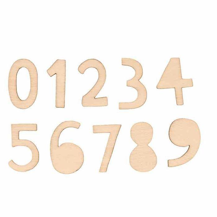 52 Mini Wooden Silhouettes - Numbers