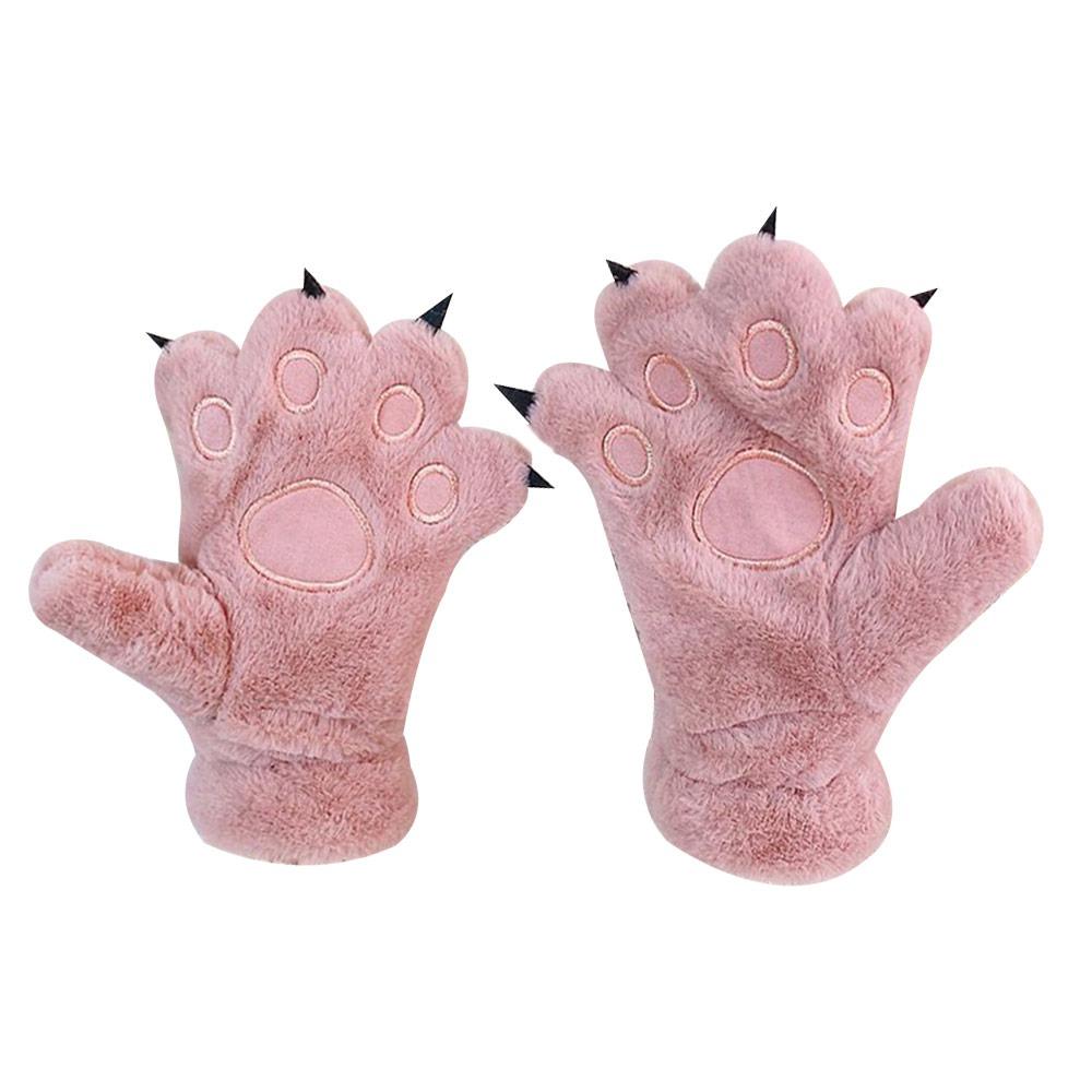 Plush Furry Mittens Bear Paw Animal Gloves Fashion Cat Paw Gloves Cosplay