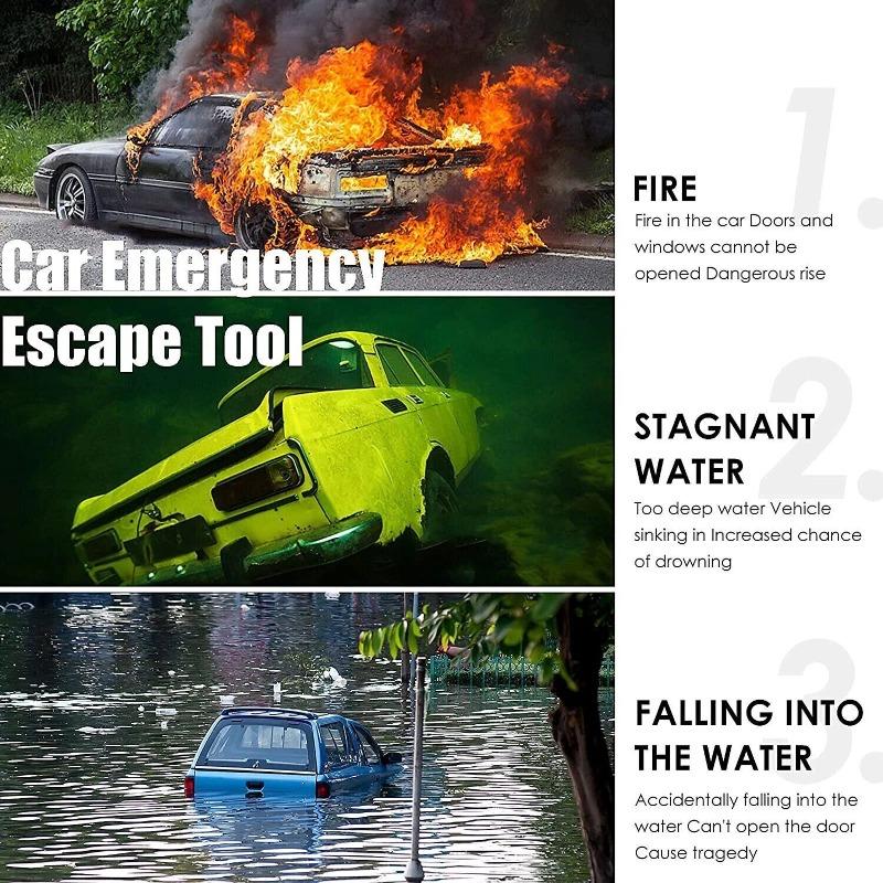 Safety Hammer with Rescue Whistle, Car Escape Tool,2-in-1 Window Breaker Seatbelt Cutter, Compact Emergency Escape Tool for Car