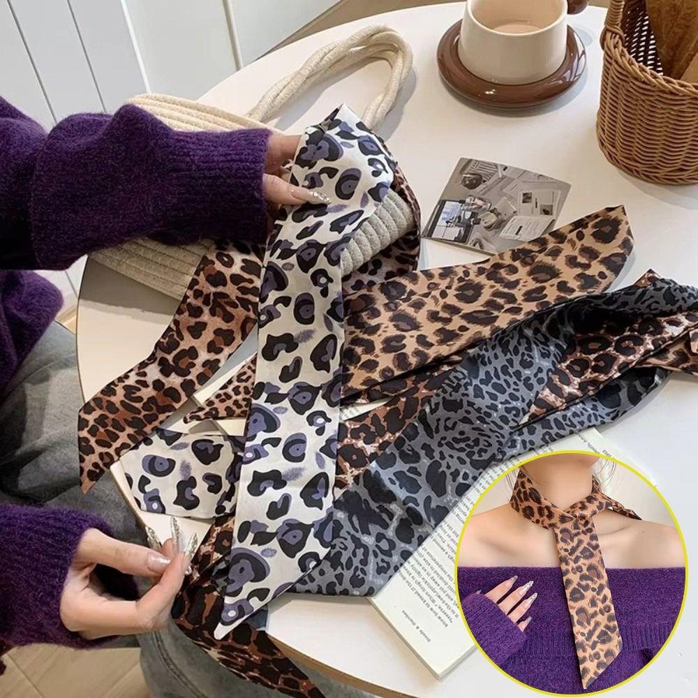 Decoration Slender Scarf Leopard Print Neck Scarf Fashion Decor Ribbon Scarf Bag Decoration