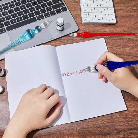 Стеклянная ручка Каллиграфия Комиксы Живопись Красивые цветовые эффекты Перо для погружения Плавные линии