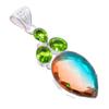 Bi-Color Tourmaline, Peridot 925 Sterling Silver Jewelry Pendant 2.5" AH-3255