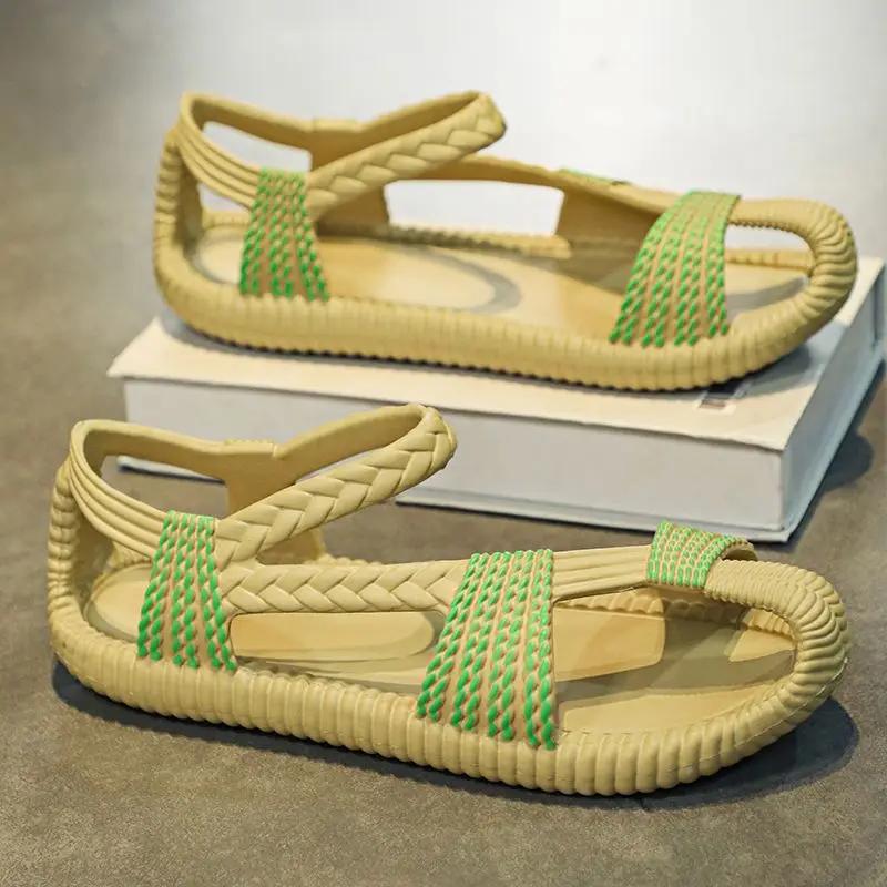 Обувь для мужчин Повседневные мужские сандалии с открытым носком на плоской подошве Новый дизайн 2024 Роскошные дизайнерские нескользящие летние уличные 39 для повседневного использования Стильные Купить