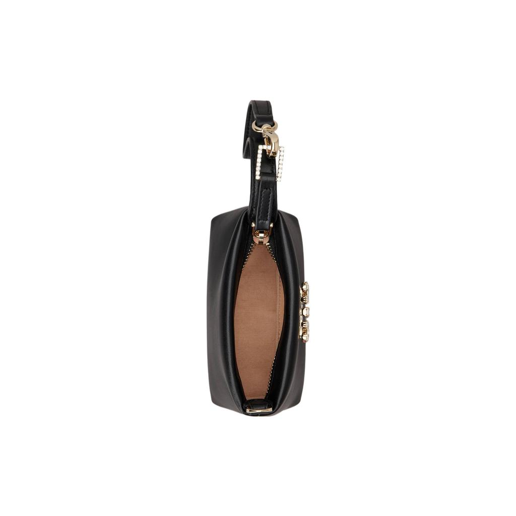 Roger Vivier Rv Nightlily Rhinestone Buckle Napa Leather Mini Handbag Women handbags Black RAWAWEX0200JXVB999