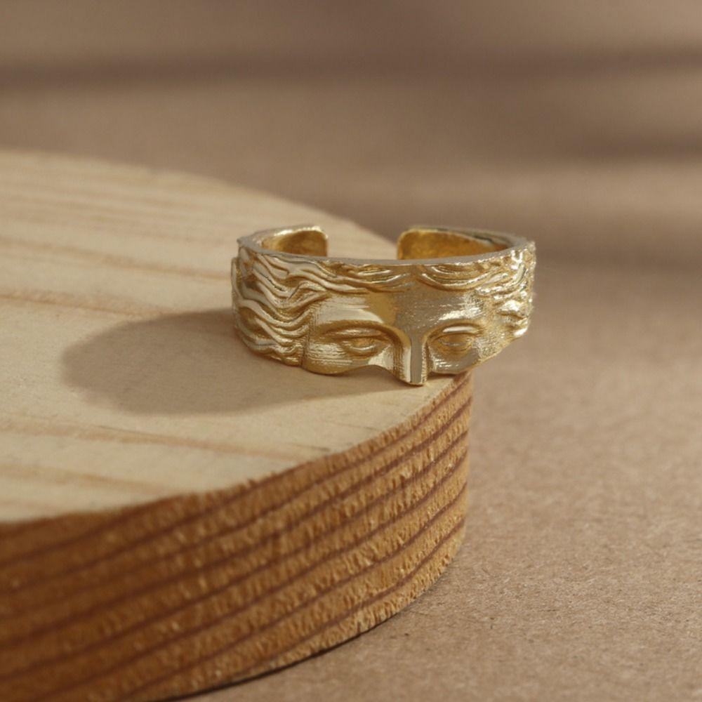 Литературная скульптура Венера Маска Кольцо Чистая медь Открывающееся кольцо Перстни Половина лица Кольца для мужчин