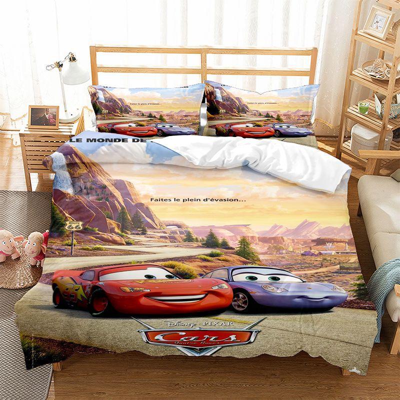 Трехсекционный комплект постельного белья с пододеяльником Серия "Машины"