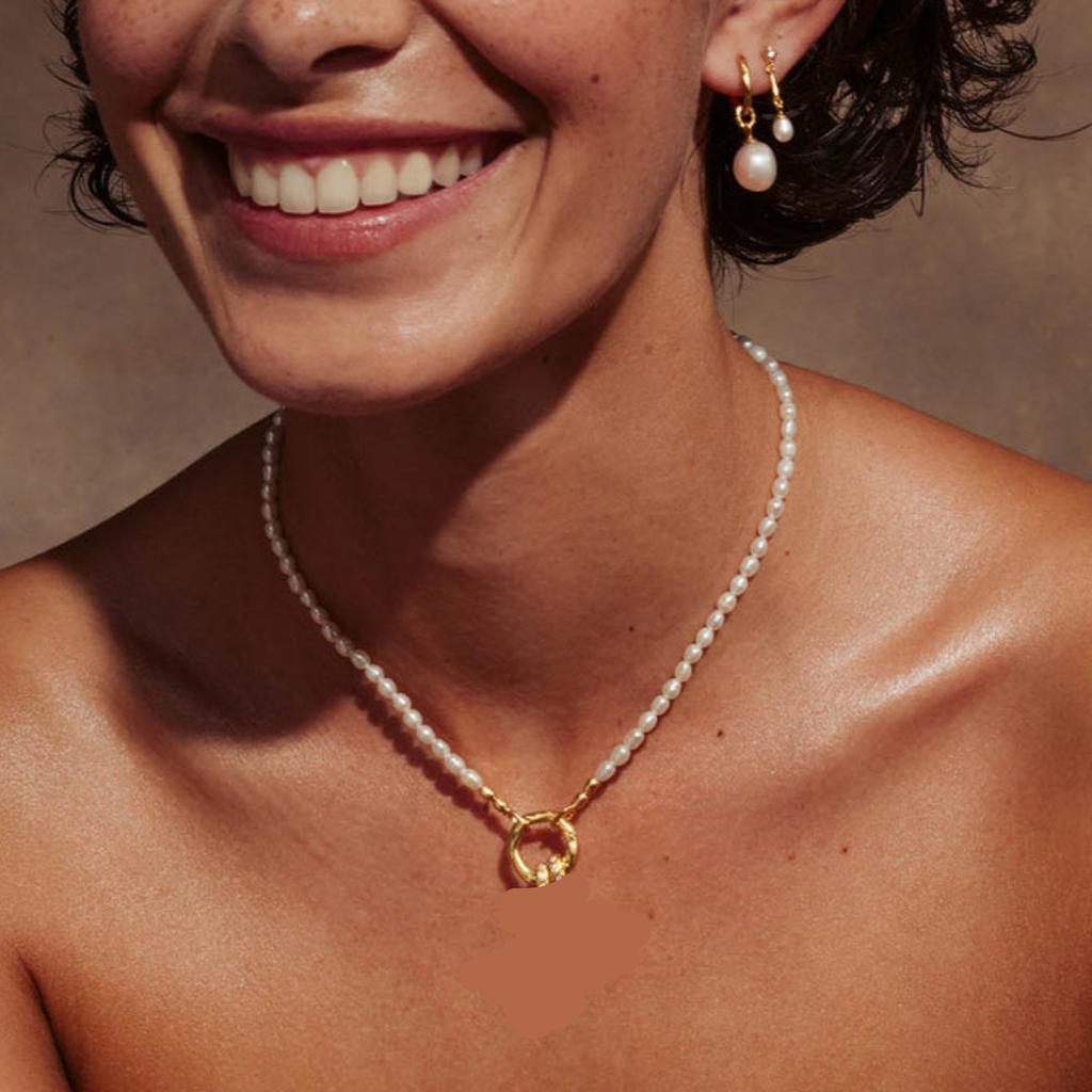 Seaside Style Wave Pendant Wind Niche Pearl Ocean Necklace Gold-Plated Color Retention