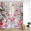 Милая Рождественская Занавеска для душа Снеговик Зимний лес Рождественский домик Кедр Новый год Дом Украшение для ванной комнаты Занавески для ванны с крючками