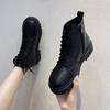 Autumn New Black Handsome Martin Boots Women's Muffin Thick-soled Short Boots