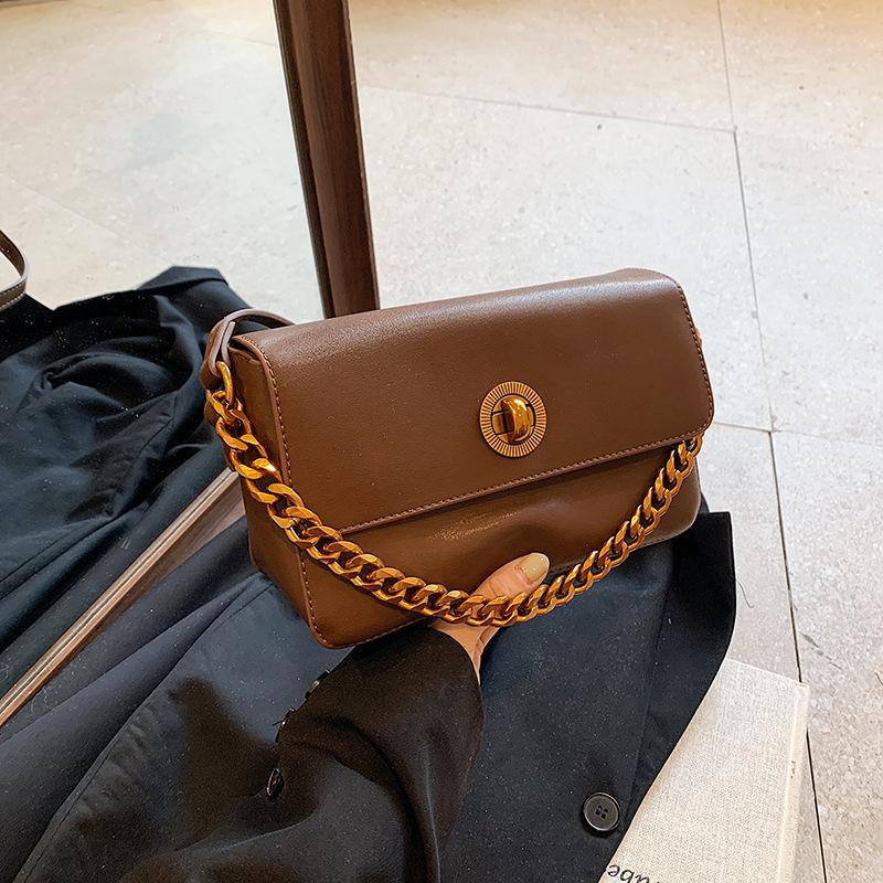 Маленькая женская сумка осень-зима 2024 года, новая ретро универсальная сумка через плечо, нишевая модная цепочка, маленькая квадратная сумка