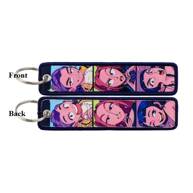 Cartoon Anime Trend Girl Woven Label Keychain Bag Pendant Backpack Hanging Decoration Fabric Keychain Fashion Gift Small Toy