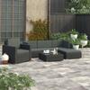 Salon de jardin - vidaXL - 6 pcs - Résine tressée noire - Coussins inclus - Acier laqué