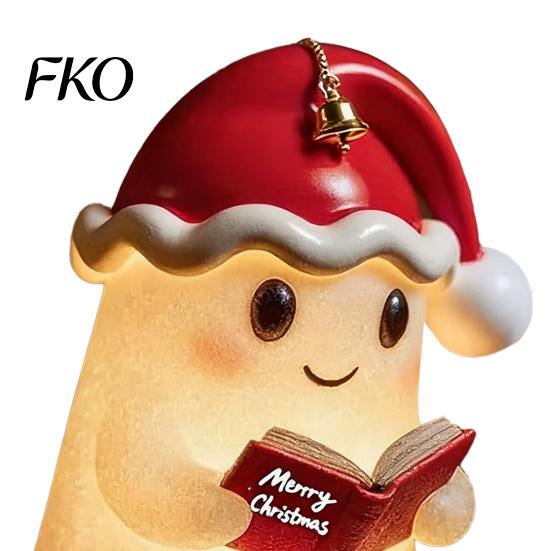 Halloween Decor Reading Ghost Night Light Cute 3D Xmas Hat Bedside Lamp Bedroom Resin Book Nightlight for Study Room Party Wireless