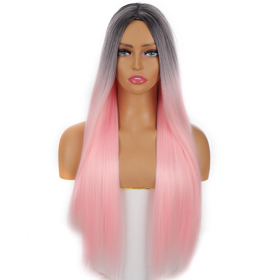 Синтетический длинный прямой черный термостойкий парик из волокна для женщин, повседневный косплей, модные натуральные парики