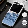 Кейс-Арт 'Горная Долина' для кемпинга для Samsung Galaxy Z Flip 8 7 FE 6 5 4 Z Flip8 Flip7 Flip6 Flip5 Роскошная Позолоченная Кожаная Накладка Чехол для Телефона