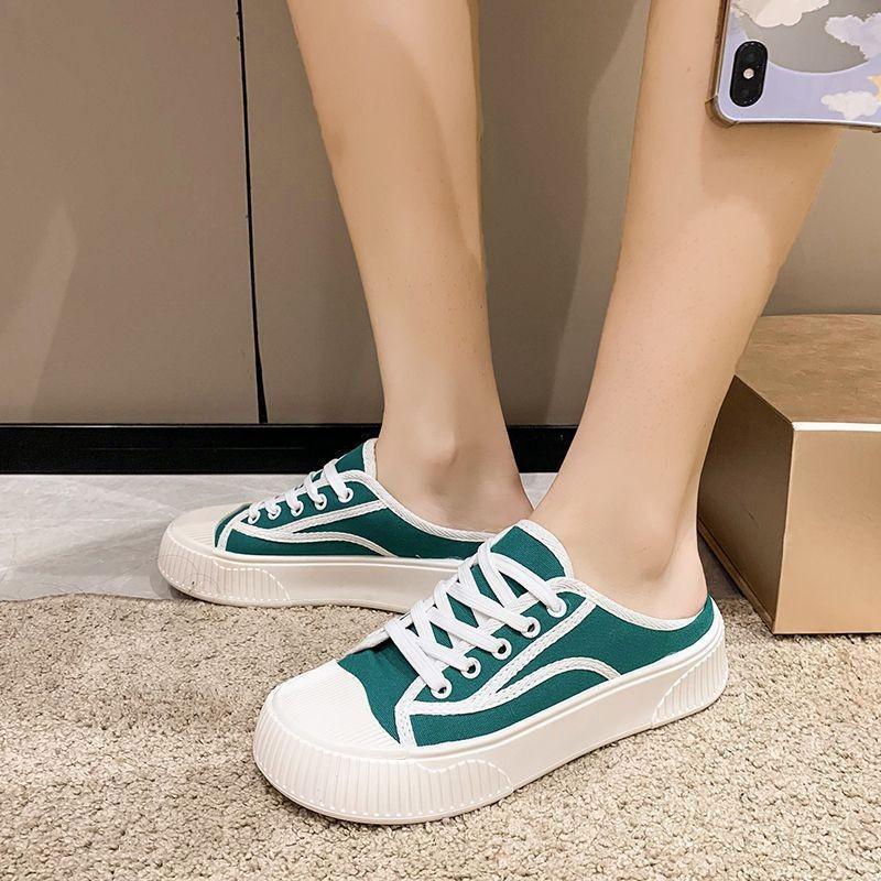 Летние полутапочки, парусиновая обувь, женская обувь, новые туфли без шнуровки для печенья, повседневная обувь