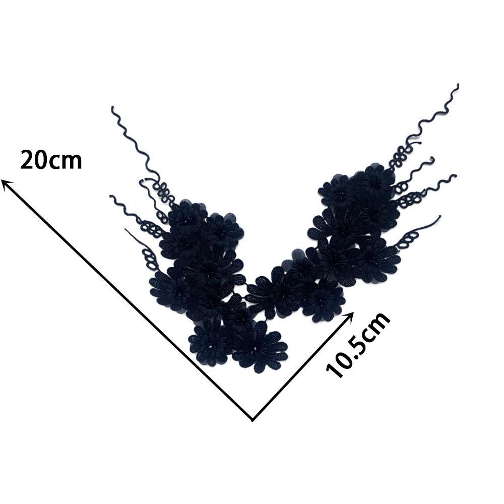 Black And White I Polyester Embroidery Hollow Pair Of Flower Beads Drilling Sewing Lace Diy Collar Decorative Clothing Accessories