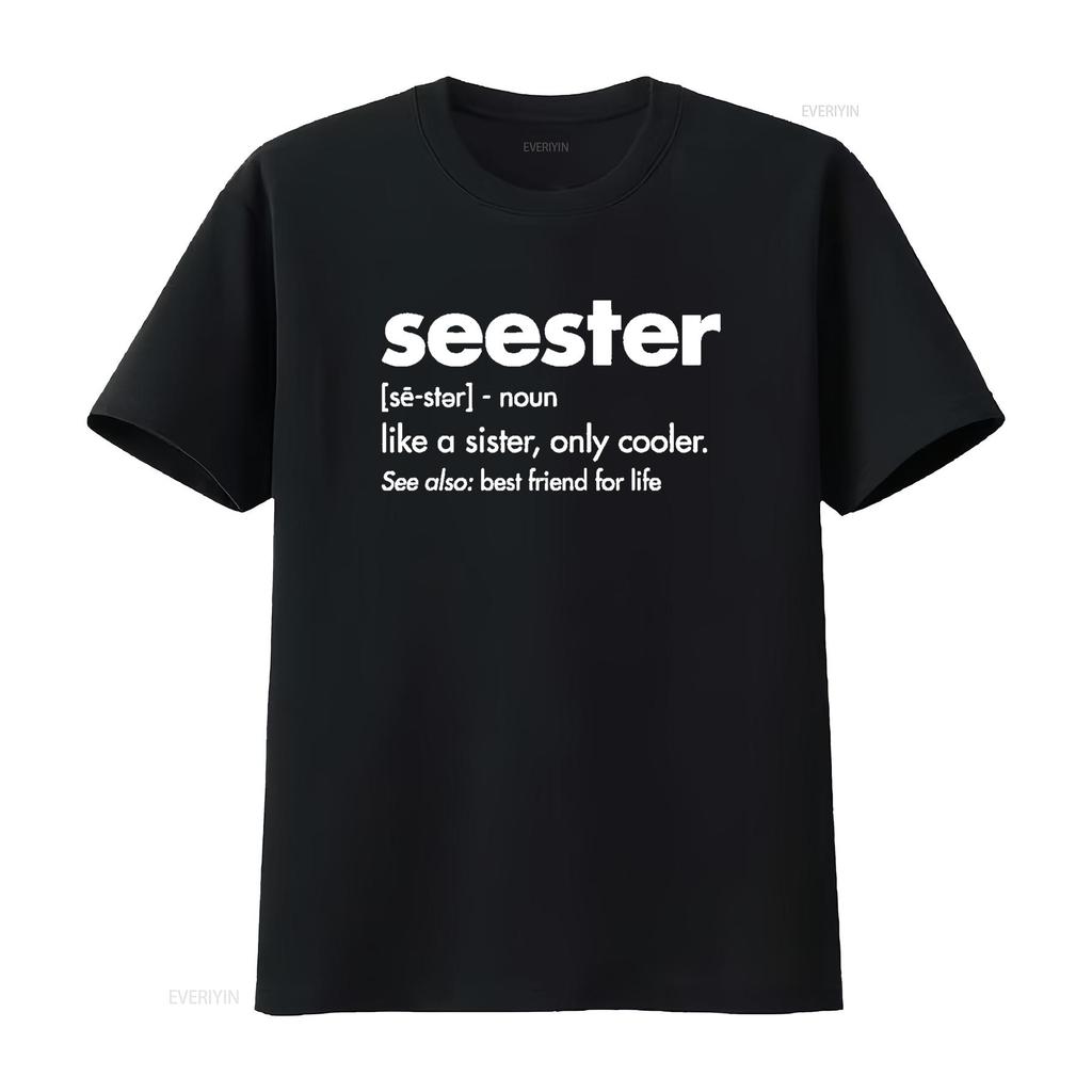 Seester Definition Mom Sister Friend Womens T Shirt Black vintage Washed Stylish fashion Top For Everyday Wear streetwear Soft