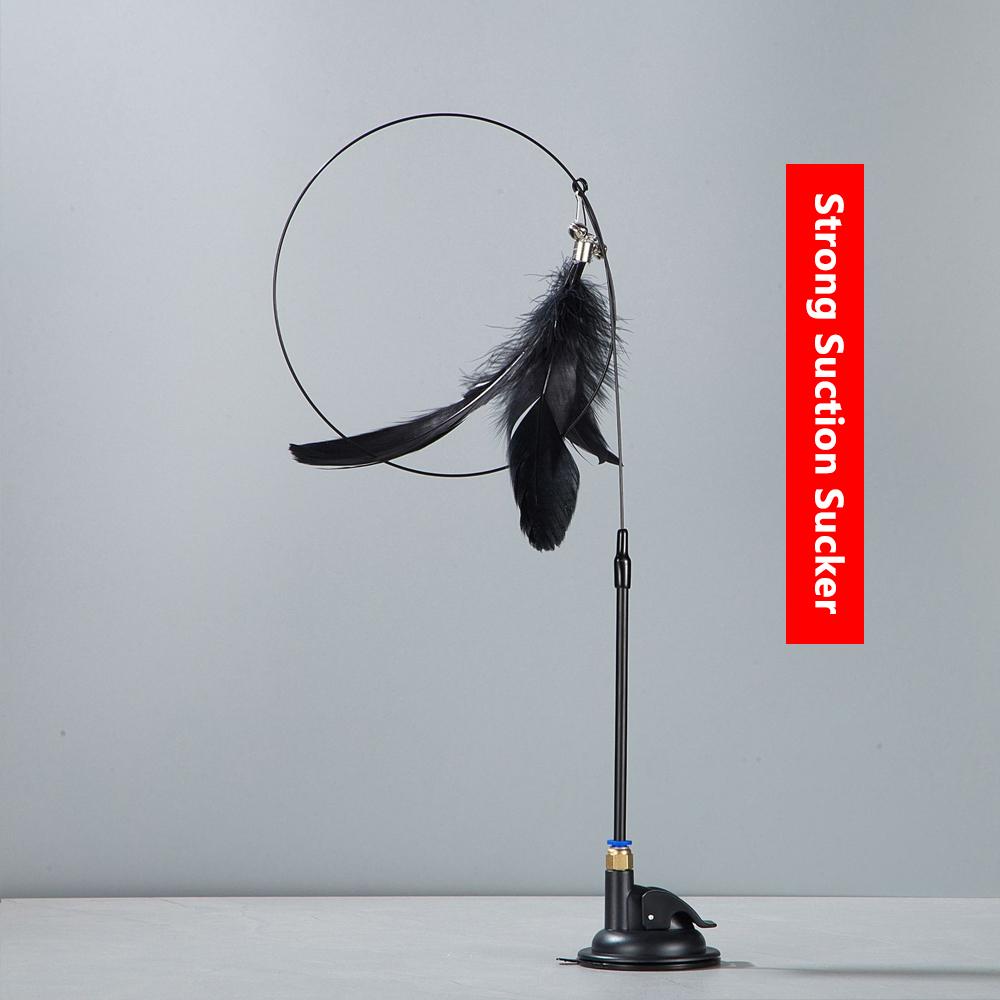 Интерактивная игрушка для кошек с перьями, мощная присоска, кошачья палочка, играющая с котенком, играющая с игрушкой-дразнилкой, игрушка для кошек, товары для животных