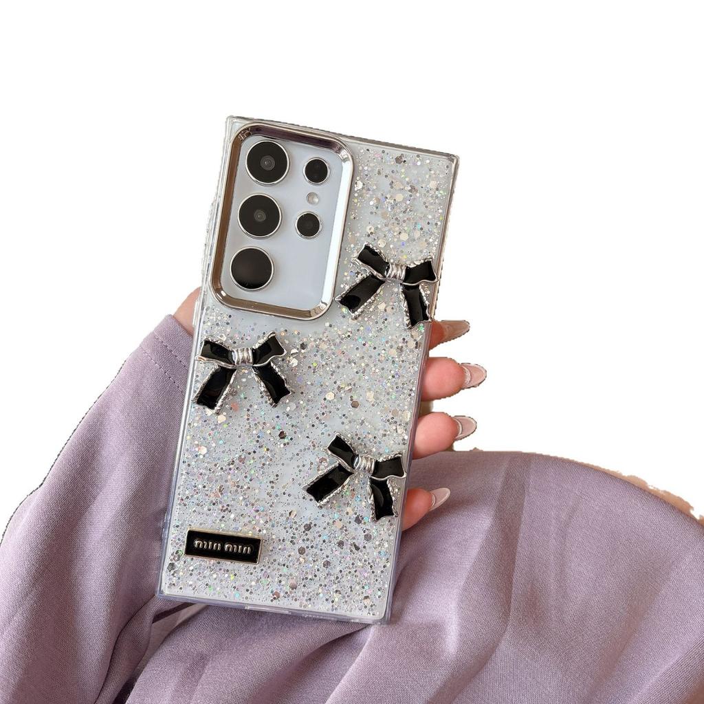 Чехол для мобильного телефона Samsung S25ultra S24plus Клей полной звезды A55 Трехмерный бант Мягкий чехол
