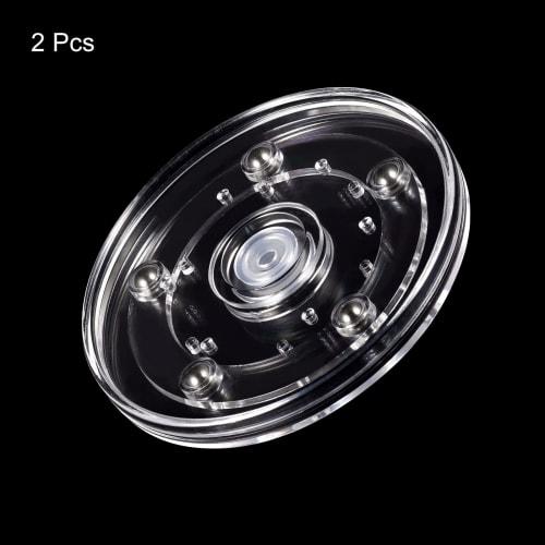 uxcell Turntable Holder, Display Rotating Stand with Steel Ball Bearings, Lazy Susan for Kitchen Corner Cabinets, 100mm, Clear, Pack of 2