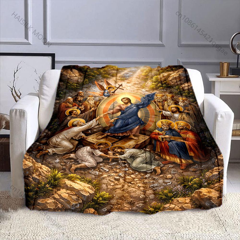 Resurrection redemption religious painting blanket Prayer blankets for believers suitable for home sofa camping travel car