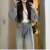 Grey Thin Hollowed-out Sunscreen Knitted Cardigan Women's Summer Top High-end Outer with Solid Color Blouse Short Shawl