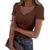 Ladies Slim Bottom T-shirt Fashion Casual Solid Colour V-Neck Pullover Short Sleeve Top