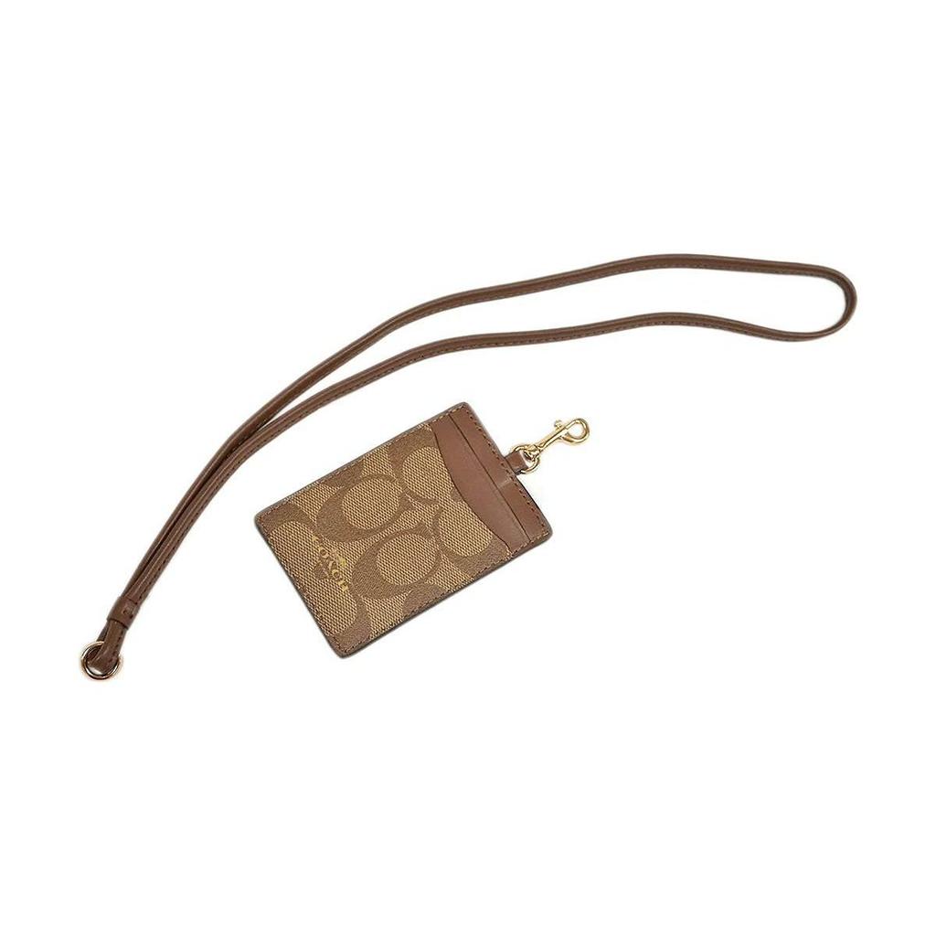 Coach Ремешок для ключей 7 Monogram из холста с покрытием и кожи, сумка-клатч, держатель для карт, женская сумка, цвет хаки, коричневый 63274-IME74