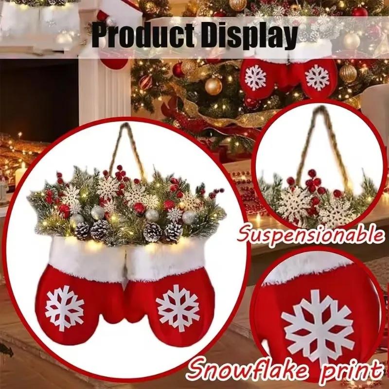 Christmas Garland Creative Glove Shaped Simulated Flower Wreath Window Door Gate Christmas Decorations Xmas New Year Decorations