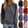 Women's Lightweight Cardigans Button Down Crewneck Loose Solid Knitted Sweater Coat Long Sleeve Casual Outerwear