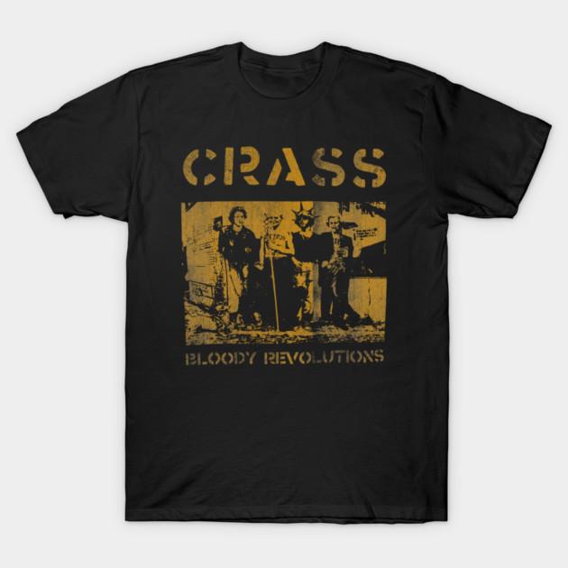 Asian Size Men Black Print T-shirt Crass Bloody Revolutions No-Cut Print Cotton Tshirt