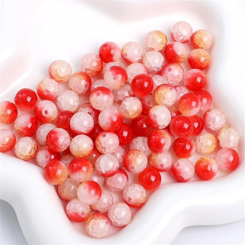 Комплект браслетов из бисера Summer Jelly Gold Glitter: Двойные стеклянные круглые бусины и полусахарные пузырчатые бусины