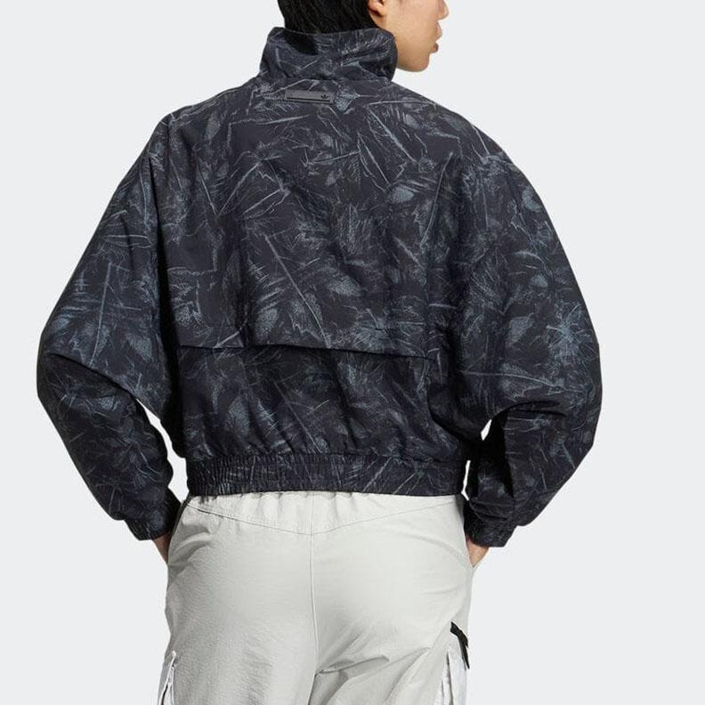 Adidas Оригинальная спортивная куртка с тремя полосками, накладным карманом, воротником-стойкой, молнией спереди, женская куртка черного цвета HS9506