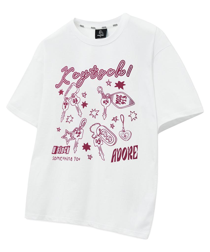 MOZMOZ Kitsch Oversized Graphic Short Sleeve T-Shirt White