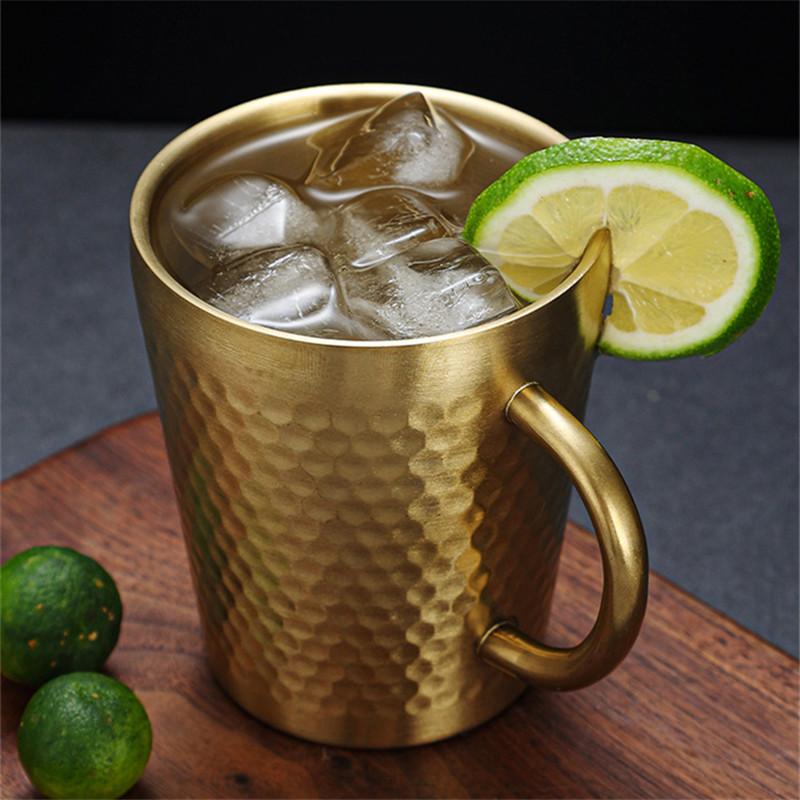 Творческая текстура молотка кружка для кофе и пива с ручкой из нержавеющей стали стакан с двойными стенками чашки для чая и напитков домашний бар посуда для напитков 300 мл