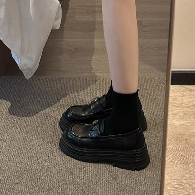 Женские туфли-лоферы из натуральной кожи на платформе Camellia в британском стиле, новинка 2025 года, универсальные, ленивые, с одной педалью, повседневные