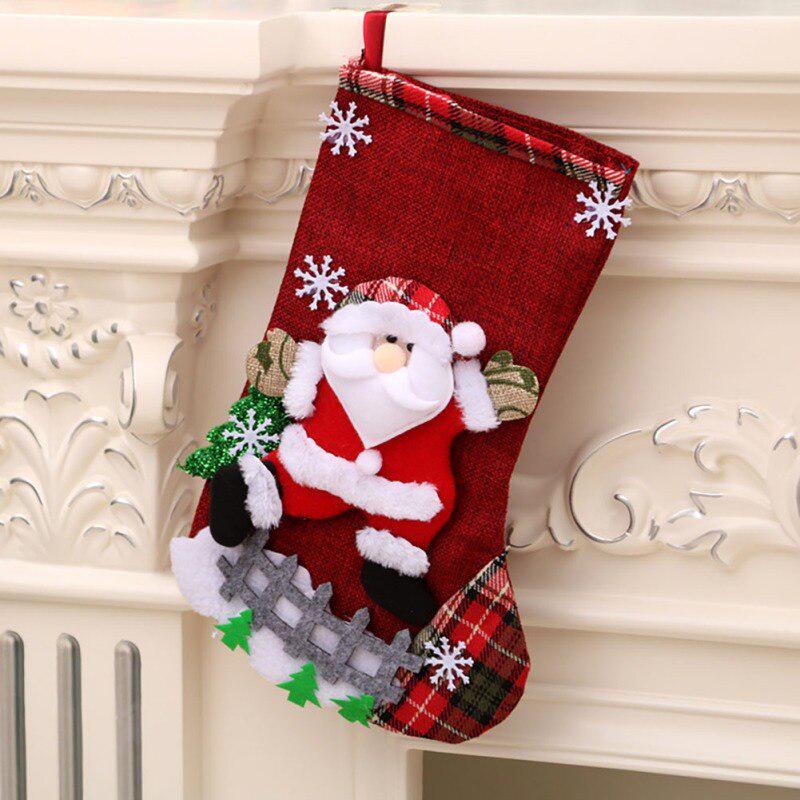 Linen Large Size Christmas Stocking Gift Holders Holiday Party Christmas Fireplace Decorations