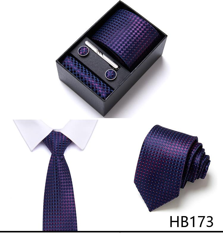 Мужской набор из шести предметов однотонный галстук-жаккард из полиэстерового шелка с логотипом на заказ