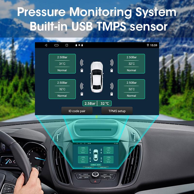 JMCQ USB Android TPMS Система мониторинга давления в шинах Система сигнализации Внутренние внешние 5 датчиков Для автомобильной навигационной магнитолы