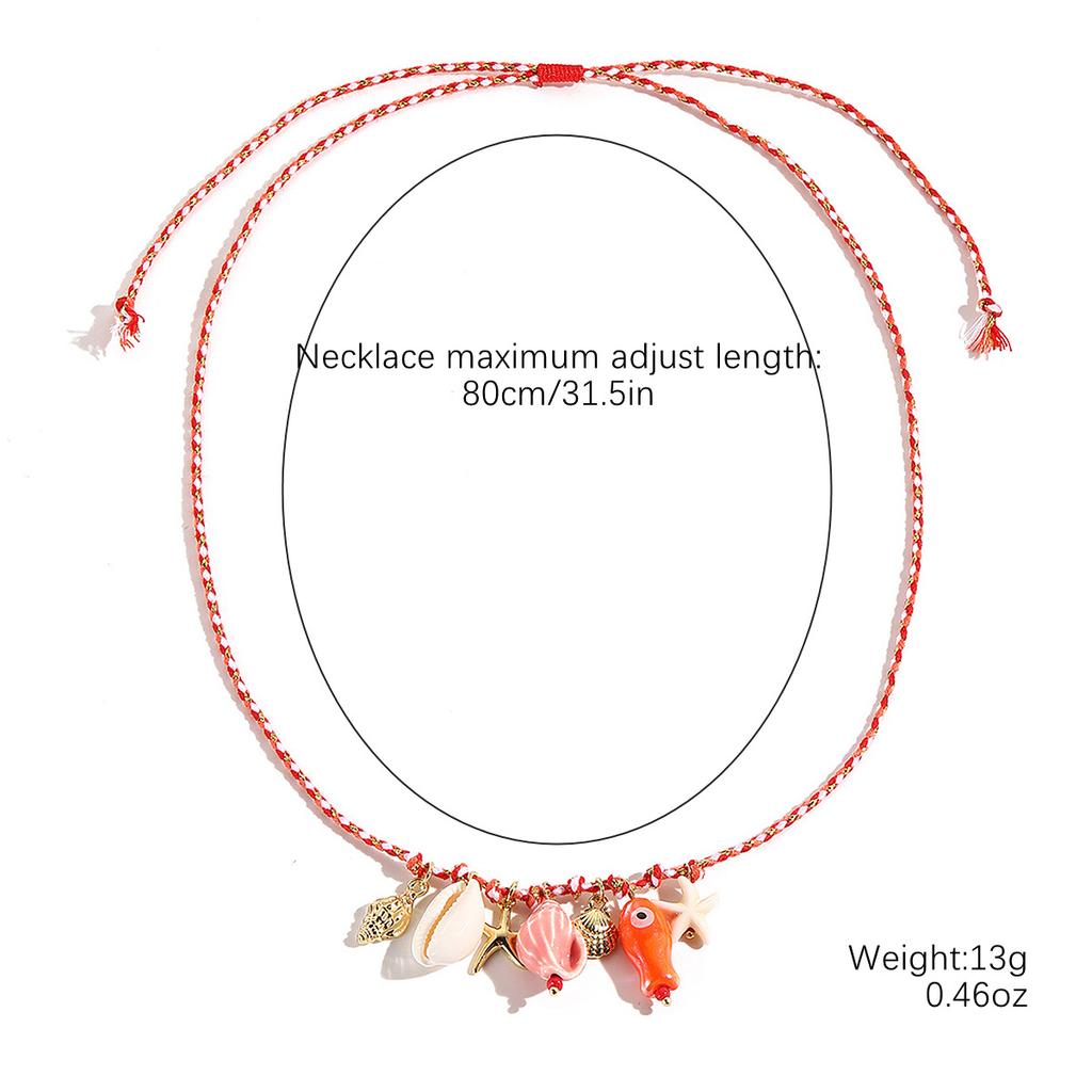 Аксессуары Цветная веревка плетеная летняя бижутерия Ракушка морская звезда керамическая подвеска Допамин летнее ожерелье