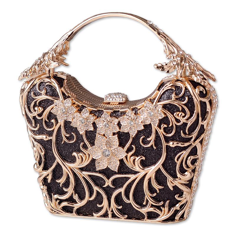 2025 Luxury High End Hollow Out Metal Evening Bags Fashion Shiny Party Banquet Handbags Women Clutch Purse Chain Shoulder Bag