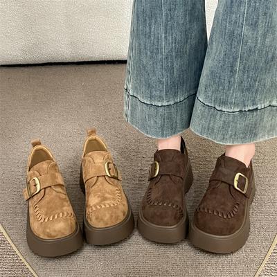 Ретро все включено женские весенне-осенние новые туфли-лоферы из модной кожи на платформе